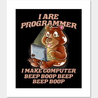 I Are Programmer Introvert Nerd Grizzly Bear IT Nerd Geek Posters and Art